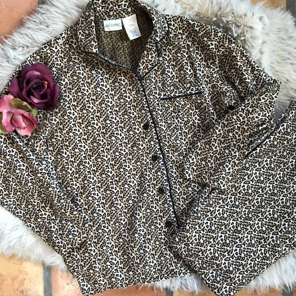 Delicates Leopard Print Pajama Set XS